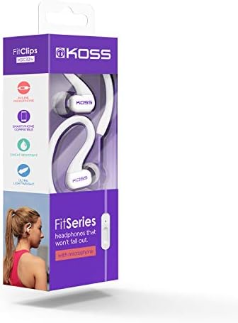 Vibrant Violet Koss KSC32 i V Sport Clip Headphones – Lightweight, Sweat-Resistant Earbuds for Active Lifestyles with Enhanced Device Compatibility and Dynamic Sound Quality