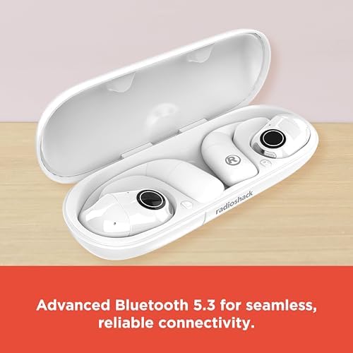 Elevate Your Audio Experience with Radio Shack Live Sound Wireless Earbuds – Featuring Advanced Bluetooth 5.3 for Superior Connectivity, Deep Bass for Enhanced Listening Pleasure, 8-Hour Battery Life for All-Day Enjoyment, and Ergonomic Comfort in Stylish White – Perfect for Active Lifestyles and Music Aficionados