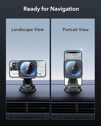 Revolutionize Your Drive with the ESR Qi2 15 W Mag Safe Car Mount Charger – Effortless Fast Wireless Charging for i Phone 12-16 & S25, Secure Magnetic Hold for Dashboard/Windshield, Stylish Black Design, Ultimate Convenience and Enhanced Compatibility