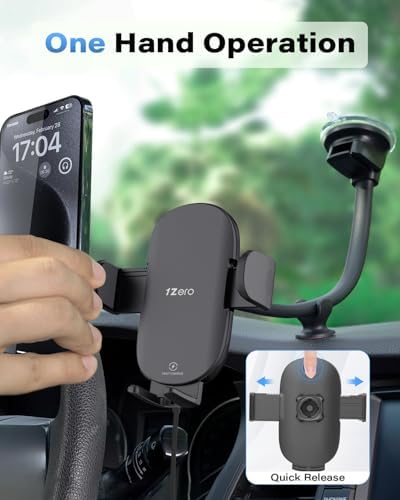 Ultimate 14-Inch Gooseneck Car Phone Mount Holder with Industrial-Strength Suction for Windshield Stability – Hands-Free Universal Cell Phone Holder Compatible with i Phones and Androids for Safe Navigation and Entertainment