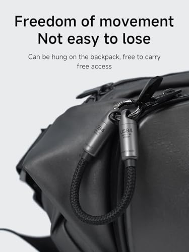 Hagibis USB4 Portable Keychain Cable – 0.5 ft Type-C to Type-C, 80 Gbps Data Transfer, 240 W Fast Charging, 8 K@60 Hz Video Output for i Phone 16 Pro Max & i Pad Pro – Compact Lanyard Design for Ultimate Convenience