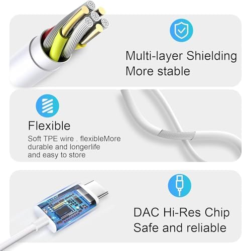 Elevate Your Audio Experience with Premium USB C Earbuds – Ultimate Noise Cancelling Wired Headphones for i Phone 15 and Galaxy Devices, Featuring Built-In Mic & Remote Control for Effortless Calls and Music Management, Exceptional Comfort and Clarity for All-Day Listening – Perfect for Commuters and Audiophiles Alike