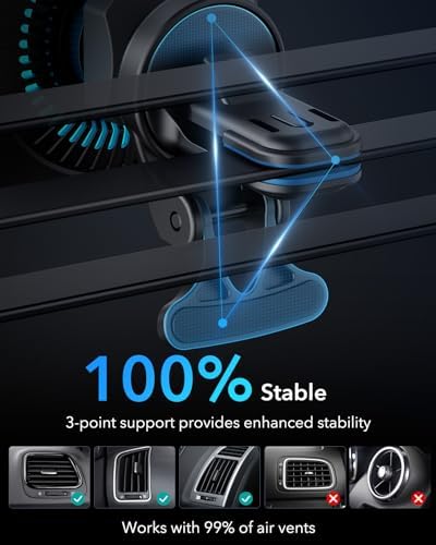 Revolutionize Your Drive with the ESR 15 W Mag Safe Car Mount Charger – Fast Wireless Charging for i Phone 12-16, Featuring Cryo Boost for Optimal Cooling, Apple-Certified Magnetic Phone Charger for Effortless Compatibility and Enhanced Performance on the Go