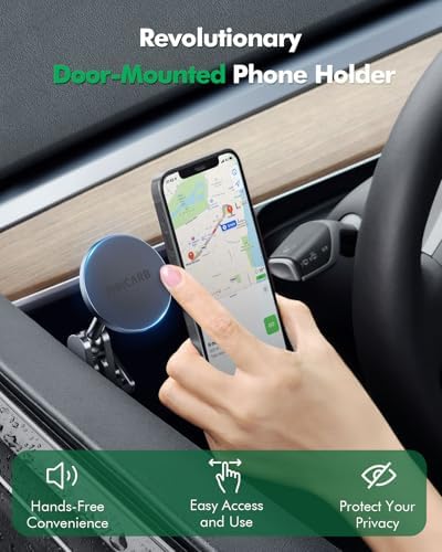 Magnetic Tesla Phone Mount for Model Y & Model 3 – Effortless Door-Install Holder for i Phone 16/15/14/13/12, Enhanced Stability & Compatibility with Mag-Safe Technology, Ideal Tesla Accessories for a Safer Driving Experience