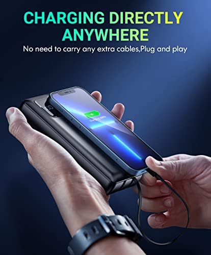 High-Capacity 40000 m Ah Portable Power Bank – Advanced PD 30 W & QC4.0 Fast Charging with Built-In Dual Output Cables and LED Battery Indicator for i Phone, Android, and All Electronic Devices – Ultimate Charging Solution for On-the-Go Power Needs
