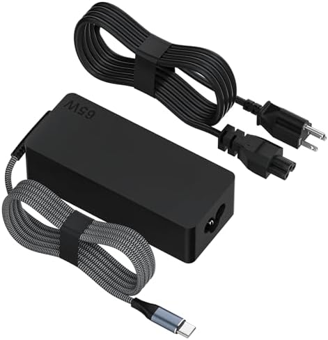 Efficient 65 W USB-C Laptop Charger for Lenovo Think Pad T14, T14 s, T15, Yoga, Think Book & Chromebook | Ultimate Fast Charging Solution with Lightweight Design for Home & Office | Advanced Safety Features for Enhanced Device Protection and Performance