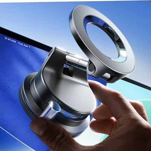 LISEN Premium 360° Adjustable Suction Cup Phone Holder – Versatile Vacuum Magnetic Mount for i Phone 12-16 Pro Max with Enhanced Mag Safe Compatibility, Foldable Design for Effortless Car and Mirror Use, Ultimate Stability on Smooth Surfaces for Safe Driving and Easy Navigation