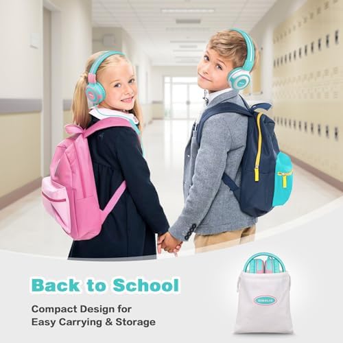 Chic Pink SIMOLIO Kids Headphones with Microphone – Volume-Limited Wired Design for Safe Listening – Adjustable Sound Levels (75/85/94 d B) for Hearing Protection – Perfect for School, Travel, and Home Use – Durable and Comfortable Fit for Active Young Listeners – Compatible with Smartphones & Tablets for Versatile Use