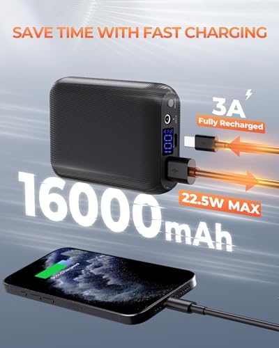 Ultimate Heated Vest Battery Pack with Fast Charging – Versatile Power Bank Featuring USB, Type-C & DC Outputs, LED Display for Seamless Connectivity, Up to 12 Hours of Reliable Warmth for Jackets, Hoodies, and Outdoor Adventures