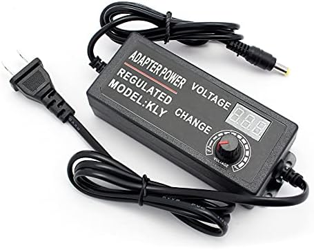 Yetaida Adjustable AC/DC Power Adapter 9 V-24 V 3 A with Digital LCD Display – Ideal Electric Supply for LED Strips and Household Devices, Compact 5.5 x 2.5 mm Connector for Ultimate Versatility and Performance Monitoring