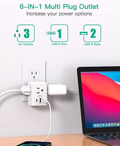 Dual USB Wall Charger & Multi-Plug Outlet Extender – 2 Pack Travel Power Strip for Easy Charging on Cruises & Hotels, ETL Listed, Compact & Lightweight Design for Ultimate Portability