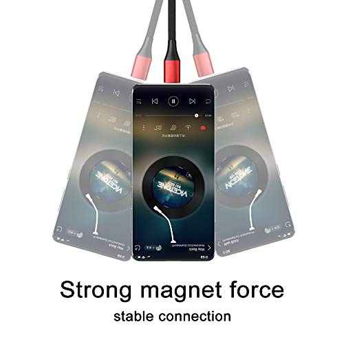 N. NETDOT 2-in-1 Magnetic Charging Cable – Fast Charging Nylon Braided USB-C & Micro-USB Charger (1 ft, 3-Pack Red) – Durable, Snap-on Design for Effortless Connectivity and Travel Convenience