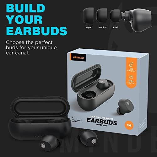 Elevate Your Audio Experience with T98 Black Wireless Bluetooth Earbuds – Deep Bass, Advanced Noise Cancellation, and IPX5 Waterproof Design – 36-Hour Battery Life for Non-Stop Listening – Universal Compatibility with i Phone, Samsung, Android, and PC – Perfect for Music Lovers and On-the-Go Professionals