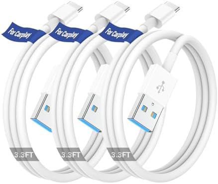 Car Carplay Cable for Apple iPhone 16 15 Pro Plus Max Plus, [3-Pack,3.3FT+3.3FT+3.3FT] USB A to USB C for Carplay USB C Cord, USB C Cable for iPad Pro/Air/Mini,Samsung Galaxy Car Charger Cable Cord – Enhanced Compatibility and Speed