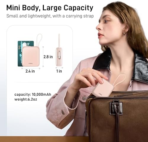 Ultra-Fast 22.5 W Mini Power Bank: 10,000 m Ah Portable Charger with Built-in Cables & LED Display | Charge 3 Devices Quickly | Sleek Design for Travel | Ideal for i Phone, Samsung, Android | Durable & Safe Power Supply for Everyday Use