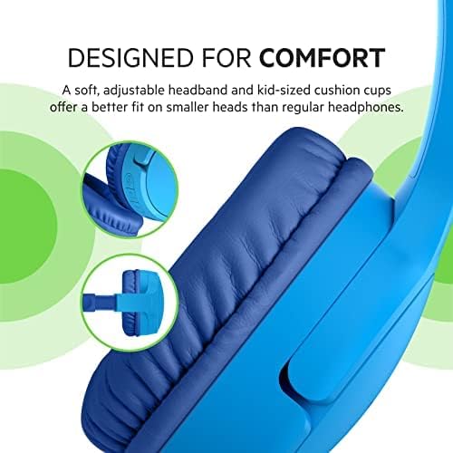 Belkin Sound Form Mini Kids Wireless Bluetooth Headphones – Safe 85 d B Volume Control, 30-Hour Playtime, Built-In Microphone – Lightweight On-Ear Style for i Phone, i Pad, Fire Tablet & More – Ideal for Learning, Entertainment & Safe Listening