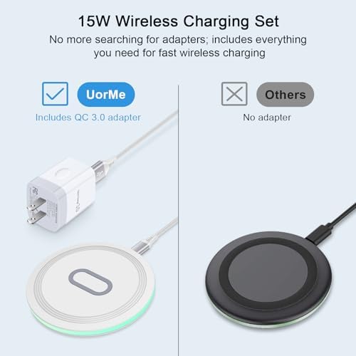 Premium 15 W Wireless Charging Pad for Samsung Galaxy S25 Ultra/S24 FE/S23/S22/S21/Z Flip 6 & 5 and Google Pixel 9/8 a/7 a/8/7 Pro – Fast, Safe, and Versatile Qi Charger Station with QC Adapter for Optimal Performance and Enhanced Compatibility