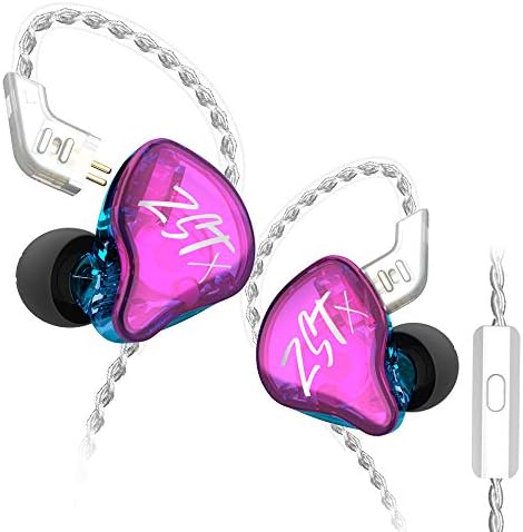Kinboofi KZ ZSTX High-Fidelity In-Ear Monitor Headphones with Hybrid Driver Technology – Premium 1 BA 1 DD Wired Earbuds in Stunning Purple, Detachable Cable for Enhanced Versatility and Comfort, Ideal for Audiophiles and Gamers Seeking Superior Sound Quality