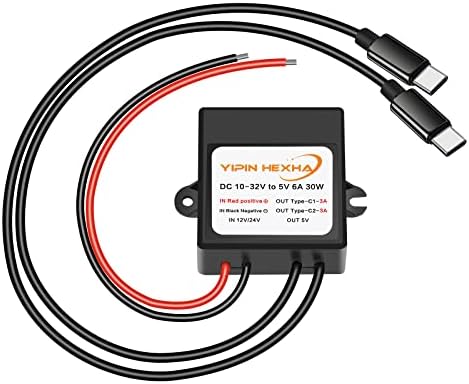 Efficient Dual USB DC-DC Buck Converter – Transform 12 V or 24 V to 5 V with 6 A Output for Rapid Charging and Device Versatility – YIPIN HEXHA Power Module for Home and Travel Use