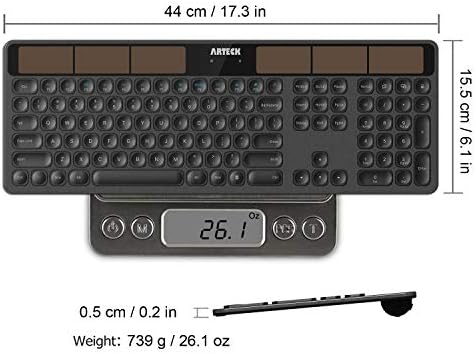 Revolutionize Your Workspace with the Arteck Solar Wireless Keyboard – Full-Sized Comfort, Eco-Friendly Solar Recharge, and Seamless Compatibility for All Your Devices Including Windows 10 & Smart TVs – Enjoy Effortless Typing with Ergonomic Design and Quiet Keys for a Clutter-Free Experience