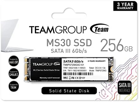 Transform Your Computing Experience with TEAMGROUP MS30 256 GB M.2 2280 SATA III SSD – Unparalleled 500/400 MB/s Read/Write Speeds, Advanced SLC Cache, and Durable 3 D NAND TLC Tech for Gamers and Creatives Alike – Elevate Your System’s Performance Today!