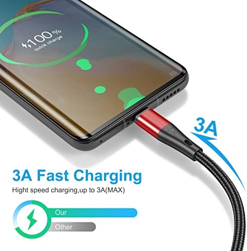 Premium 10 FT USB Type C Cables – Fast Charging 3 A, 3-Pack Nylon Braided Quick Charger Cords for Samsung Galaxy S21/S20/S10/S9/S8 Plus, Note 20/10/9/8, LG V50/V40/G8 – Durable & Tangle-Resistant Blue Charging Solution for Maximum Efficiency