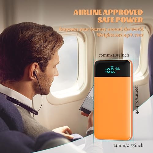 Ultra Slim 10800 m Ah Portable Charger with LCD Display – Fast Charging Power Bank with 20 W PD USB-C Output, Ideal for i Phone 15, 14 & Samsung Android – Compact Power Solution for On-the-Go Charging