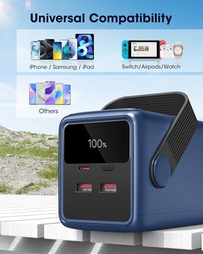 Ultra High-Capacity 70000 m Ah Power Bank – 22.5 W Fast Charging Portable Charger with LED Display & Built-In Flashlight – Ideal for Camping, Travel, and Emergency Use – Multiple Outputs for i Phone, Samsung, i Pad, and More – Stay Connected Anywhere with Long-Lasting Power Solution – Lightweight Design with Convenient Carry Strap and Real-Time Power Monitor – Comprehensive Safety Features Including Overcharge and Short Circuit Protection – Perfect for Outdoor Adventures and Unexpected Power Outages – Includes USB-C Charging Cable and 2-Year Customer Support for Peace of Mind