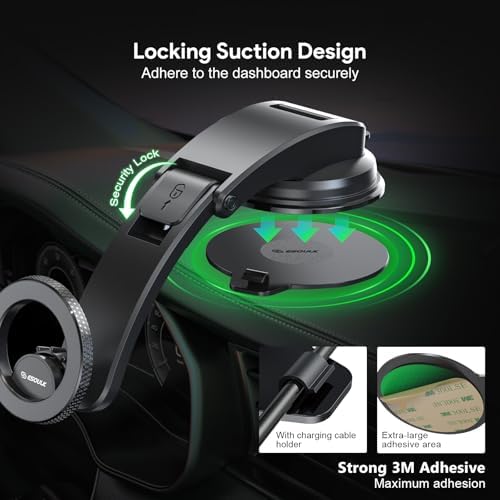 Esoulk Ring Magnetic Car Phone Holder – Ultimate Versatile Mount for Dashboard, Windshield & Air Vent – Strong Magnetic Grip for Enhanced Driving Safety – Compatible with Mag Safe & All Smartphone Models – Effortless Installation, Sleek Design, and Optimal Convenience for Modern Drivers