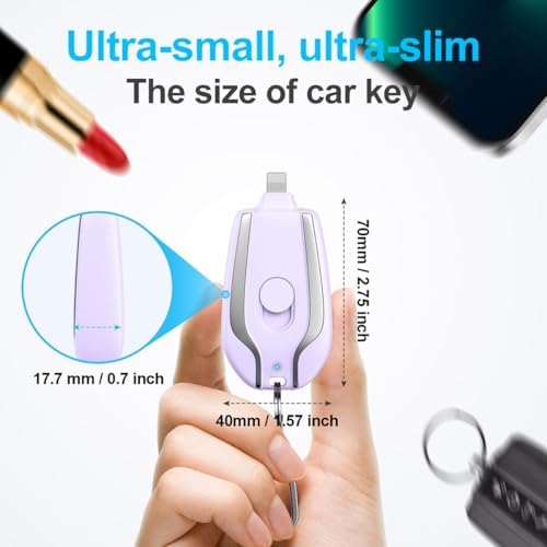 Compact Keychain Portable Charger – 2200 m Ah Emergency Power Bank for i Phone 14/13/12/11/XS/XR/8/7/6 Series – Ultra-Lightweight Fast Charging Battery Pack with Pass-Through Function and Multi-Protection Features – Ideal for On-the-Go Power Backup – White
