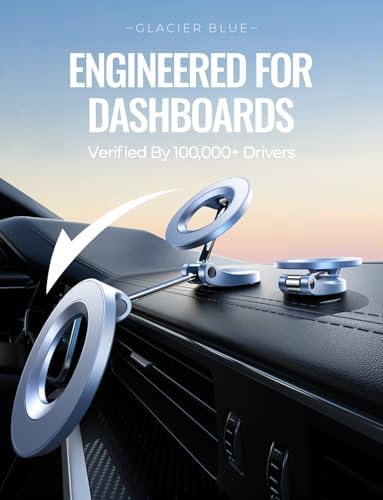 LISEN Ultra Magnetic Mag Safe Car Dashboard Mount for i Phone 16 Pro Max – Glacier Blue | 360-Degree Rotating Phone Holder for Secure Hands-Free Navigation | Premium Accessory for i Phone Users & Tech Lovers | Enhanced Stability for Safe Driving | Stylish and Functional Gift Idea