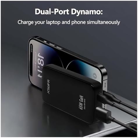 65 W Dual Port USB-C Wall Charger – Ga N Fast Charging Adapter with PPS for Laptops, Tablets & Smartphones – Compact Design with Folding Plug for Travel & Home Use – Stylish White Finish for Modern Aesthetics