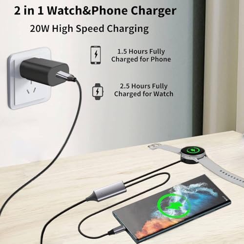 Revolutionary 2-in-1 Samsung Galaxy Watch & Smartphone Charger – Ultra-Fast USB-C Power for Galaxy Watch Series 7/6/5/4/3 and Galaxy S24/S23/S22/S21/S20/Note 10/20 – Compact, Durable Design for Efficient On-the-Go Charging Solutions
