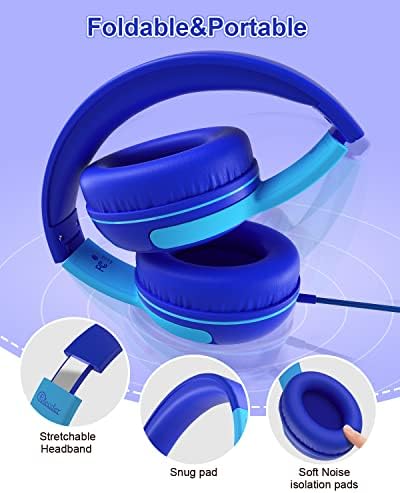 Vibrant Purple/Red ELECDER S8 Wired Kids Headphones with Adjustable Volume Control – Safe Sound Technology (85/94 d B) for Hearing Protection – Comfortable Fit for Growing Children – Perfect for School, Travel, and Play – Built-in Microphone for Effortless Communication – Compatible with Tablets and Smartphones – Durable Design for Everyday Adventures