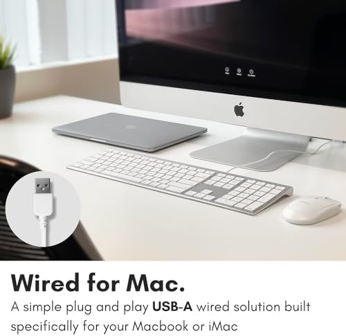 Transform Your Workspace with the Macally Slim USB Wired Keyboard – Perfect for Mac & Windows Users, Featuring 110 Scissor Switch Keys and Numeric Keypad for Ultimate Efficiency! Enjoy Seamless Typing with 20 Custom Shortcuts and Hassle-Free USB Plug-and-Play Setup – Ideal for Professionals and Everyday Tasks!