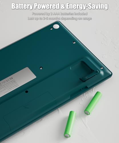 Compact Bluetooth Keyboard with Integrated Stand for i Pad & i Phone – Silent 79-Key Multi-Device Connectivity in Stylish Dark Green, Ideal for Effortless Typing and Productivity on the Go, Powered by 2 AAA Batteries with Smart Auto-Sleep Feature