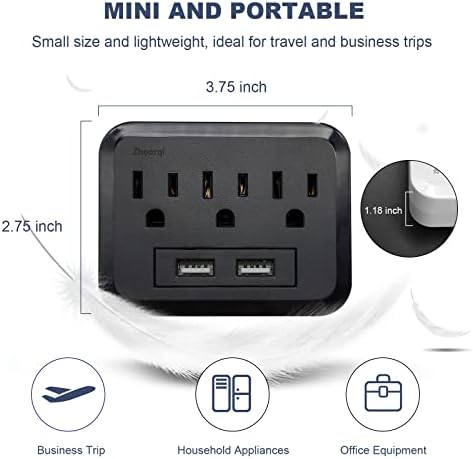 ZHOORQI 6-Outlet Multi Plug Extender with USB-C Fast Charging – Compact Surge Protector for Home, Office & Travel – Versatile Wall Charger with Enhanced Safety Features and Sleek Design for Effortless Device Connectivity