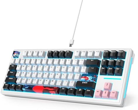 Transform Your Gaming Setup with the 75% Monster B Wired Mechanical Keyboard – 82 Keys, Gasket Mount Design, Hot-Swappable White Switches, RGB Lighting, Programmable Features for Mac/Windows – Unmatched Speed and Comfort for Gamers and Professionals