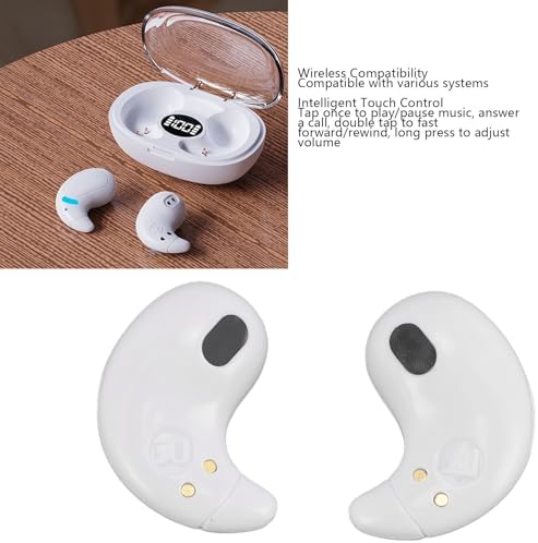Transform Your Audio Experience with Next-Gen Invisible Bluetooth 5.3 Sleep Headphones – Ultra-Light Wireless Earbuds Tailored for Side Sleepers, Equipped with Intuitive Touch Controls for Effortless Sound Management, Perfect for Comfort During Sleep, Workouts, or Commutes (White) – Embrace the Future of Comfortable Listening with Durable Mini In-Ear Design