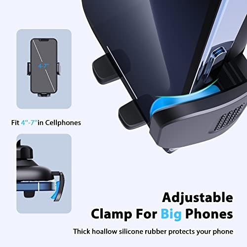 Qifutan Premium Anti-Shake Car Phone Holder with Long Arm Design – Universal Dashboard & Windshield Mount for All Smartphones, Enhanced Stability & Safety for Hands-Free Driving, Black