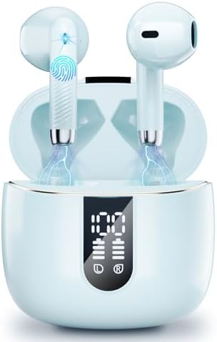 Premium Wireless Earbuds with Bluetooth 5.4 – 40-Hour Playtime, Hi-Fi Stereo Sound, and 4 Microphones for Crystal-Clear Calls – IP7 Waterproof Earphones, USB-C Charging, Stylish Purple Design for Ultimate Comfort and Durability – Ideal for Music, Gaming, and Professional Use