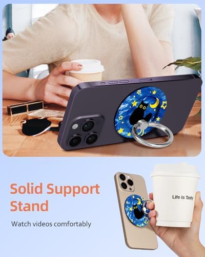 Magnetic Phone Grip Holder for i Phone – Adjustable Mag Safe-Compatible Finger Ring Stand with Fun Designs for Secure Selfies and Video Calls – Lightweight, Durable, and Removable Accessory to Elevate Your Smartphone Experience