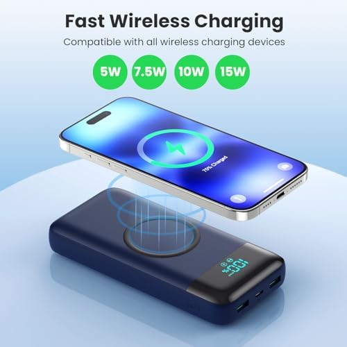 Ultimate 40800 m Ah Multi-Device Wireless Power Bank with Integrated Cables – 15 W Fast Charging Hub for i Phone 16/15/14/13/12 and Samsung Galaxy Series – Exceptional Portability, PD QC 4.0 Technology, LCD Indicator, Lightweight Design for Effortless On-the-Go Power Solutions – Unrivaled Compatibility and Safety Assurance