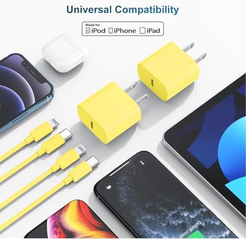 Ultra-Fast 20 W USB-C Charger with 6-Foot Lightning Cable – Convenient 3-Pack for i Phone 14/13 Pro, Ideal for Home and Travel – Superior Durability and Extended Reach for Effortless Charging Anytime