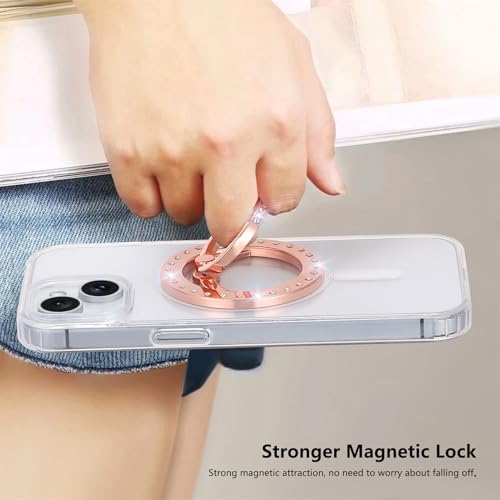Elevate Your Mobile Experience with the Premium Glitter Gold Magnetic Phone Ring Holder – Perfectly Compatible with Mag Safe for i Phone 12-16, Adjustable Kickstand for Effortless One-Handed Use, Enhanced Grip for Secure Handling and Stylish Aesthetics