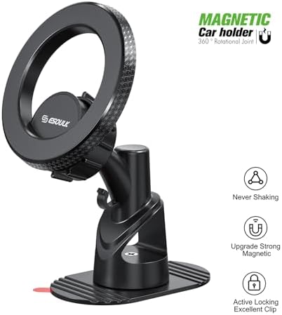 Esoulk Ring Magnetic Car Phone Holder – Ultimate Versatile Mount for Dashboard, Windshield & Air Vent – Strong Magnetic Grip for Enhanced Driving Safety – Compatible with Mag Safe & All Smartphone Models – Effortless Installation, Sleek Design, and Optimal Convenience for Modern Drivers