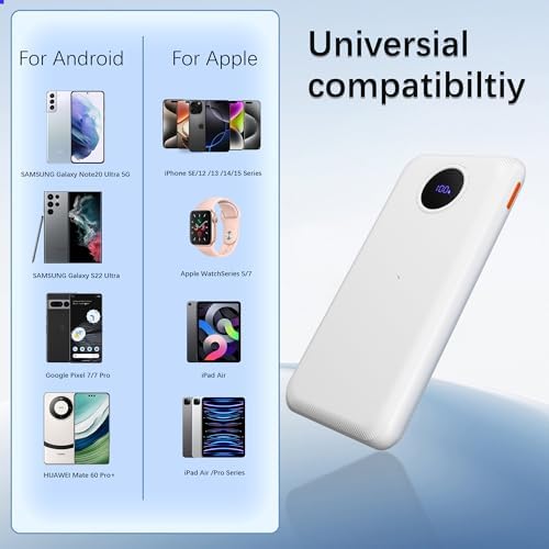Versatile 10,000 m Ah Portable Power Bank with Integrated Cables – Ultra-Fast Charging for i Phone, Samsung Galaxy, Google Pixel, LG, and More – Compact, Travel-Friendly Design with LED Display – Multi-Device Support with Dual Inputs and 4 Outputs for Ultimate Convenience – Enhanced Safety Features for Secure Charging on the Go