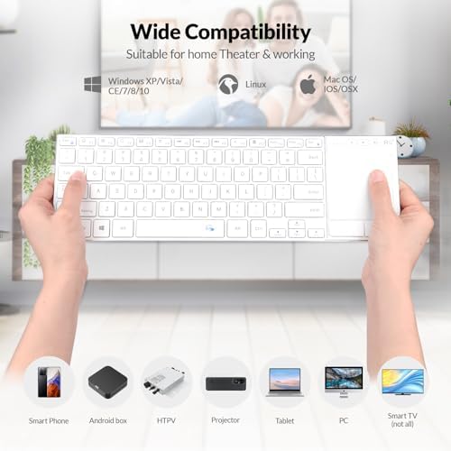 Transform Your Workspace with the Rii Ultra-Slim Wireless Bluetooth Keyboard – Multi-Device Rechargeable Stainless Steel Design with Multi-Touch Touchpad for Seamless PC, Mac, and Laptop Connectivity – Ergonomic, Durable, and Stylish for Effortless Typing and Navigation