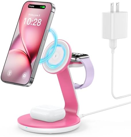 Ultimate 3-in-1 Fast Wireless Charging Station for i Phone 16, 15, 14, 13, 12 – Sleek Design with Enhanced Compatibility for Apple Watch and Air Pods Elevate your charging experience with this state-of-the-art 3-in-1 wireless charger, expertly designed to provide fast, efficient power for your i Phone models 16, 15, 14, 13, and 12. This innovative charging station not only supports your i Phone but also seamlessly accommodates your Apple Watch and Air Pods, ensuring all your essential devices are charged simultaneously without the clutter of cords. The sleek, modern design enhances your workspace while the smart charging technology prevents overheating, delivering optimal power for your devices. An anti-slip surface guarantees your gadgets remain securely in place, while an LED indicator keeps you informed of charging status at a glance. Built with durability in mind, this charging station is perfect for tech-savvy individuals looking to streamline their daily routine. Experience the perfect blend of functionality and style, and keep your devices organized and ready for action with this must-have accessory.
