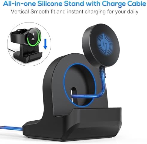 Optimize Your Charging Routine: Premium Non-Slip Charger Dock for Samsung Galaxy Watch 7, Ultra, 6 Classic, 5 & 5 Pro – Durable Silicone Stand with Fast USB-A Cable – Elegant Black Finish Perfect for Home and Office Decor – Ultimate Stability and Style for Smartwatch Enthusiasts